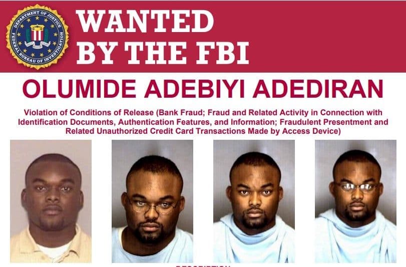 FBI places $10,000 bounty on Nigerian wanted for bank fraud