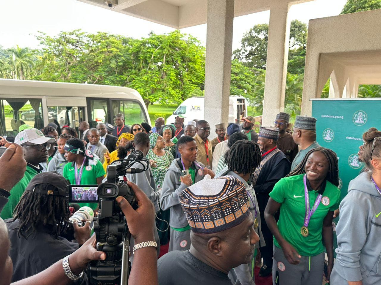 WAFCON win: Tinubu, wife receive Super Falcons at Aso Villa