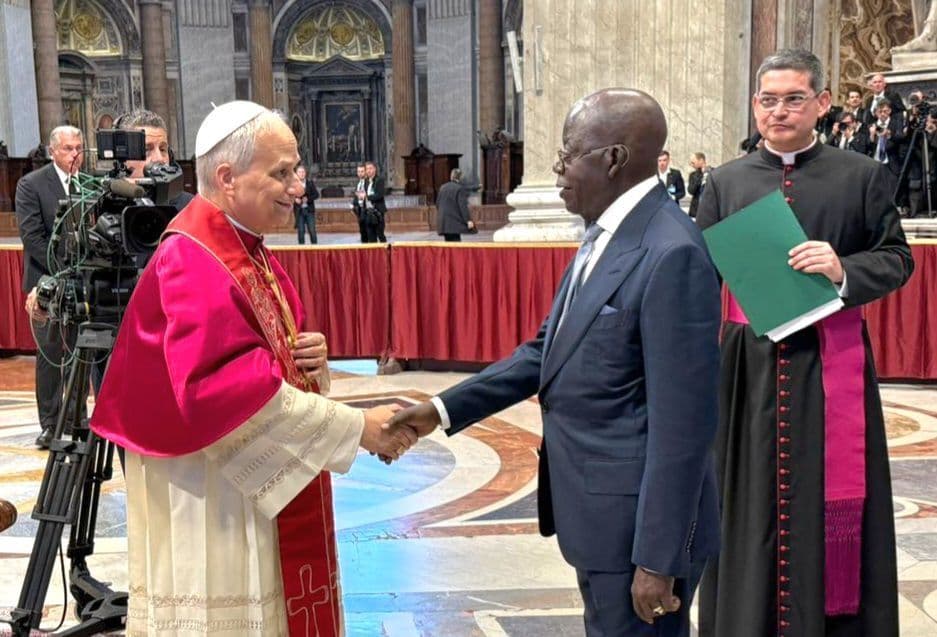 Photo News: Tinubu, Pope Leo exchange pleasantries after inauguration mass in Rome